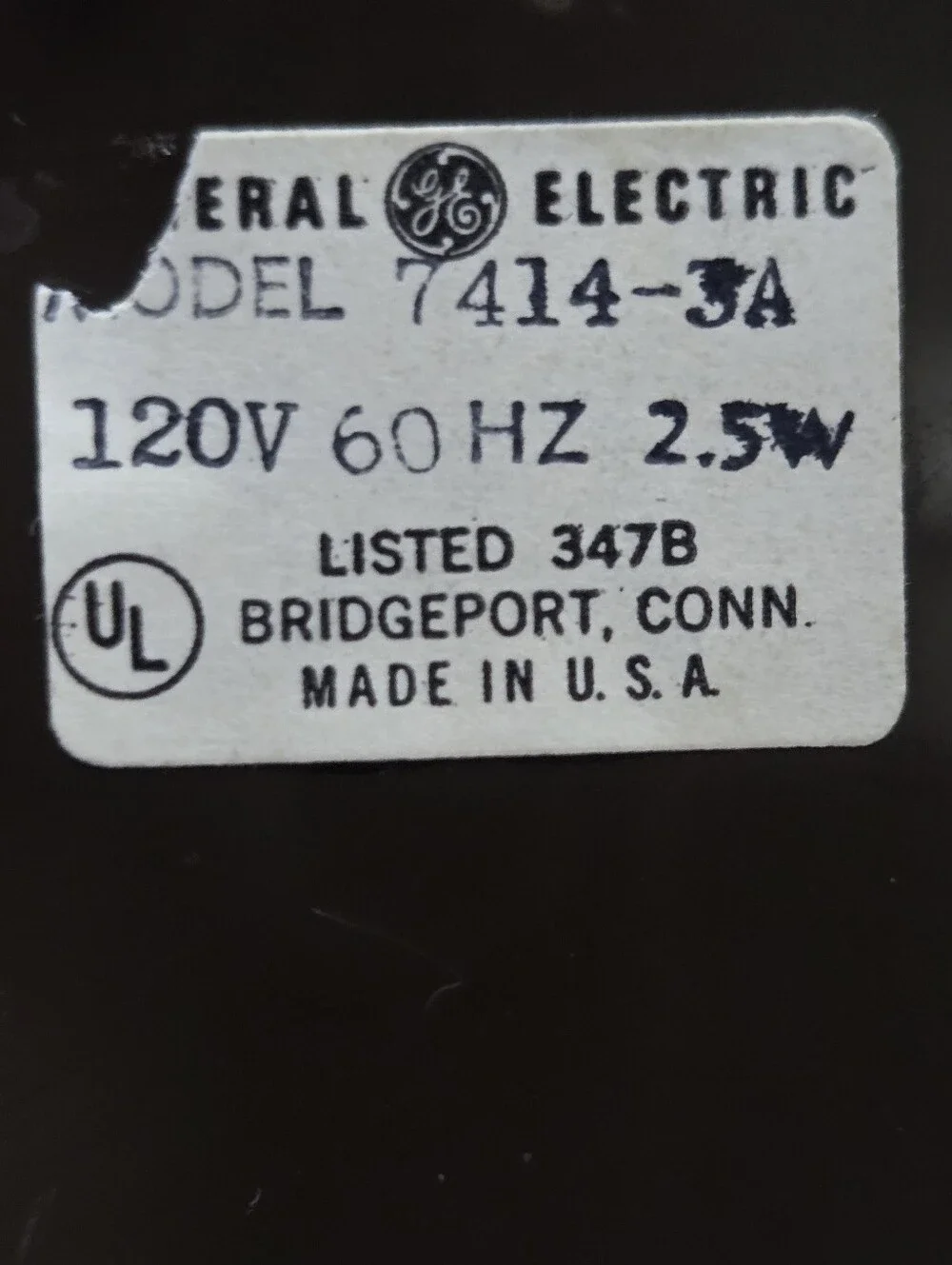 Vintage General Electric Brown Retro Square Bedside  Clock (Works)